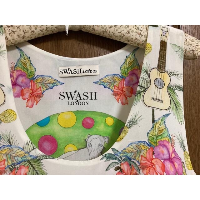 大幅値下げ！SWASH LONDONスウォッシュ シルクリゾートワンピース レディースのワンピース(ひざ丈ワンピース)の商品写真