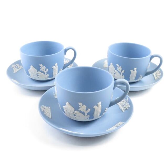 WEDGWOOD(ウェッジウッド)のウェッジウッド ジャスパー ティーカップ＆ソーサー 3客  SY3614A2 インテリア/住まい/日用品のキッチン/食器(食器)の商品写真