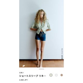 ザラ(ZARA)のZARA   ショートスリーブ　リネンシャツ(シャツ/ブラウス(半袖/袖なし))