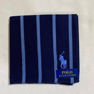 ポロラルフローレン(POLO RALPH LAUREN)のラルフローレン　ハンカチ　未使用品　ネイビー　ストライプ　#2048(ハンカチ/ポケットチーフ)