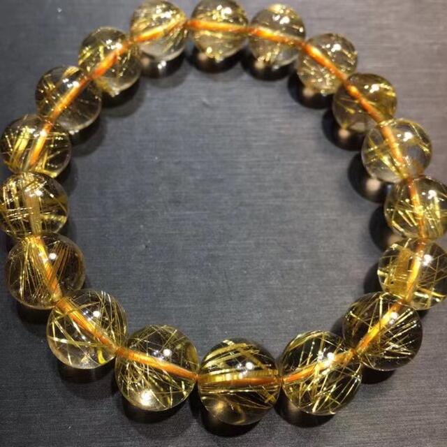 ⭐︎【天然】ゴールド ルチル クオーツ ブレスレット 11.5mm www