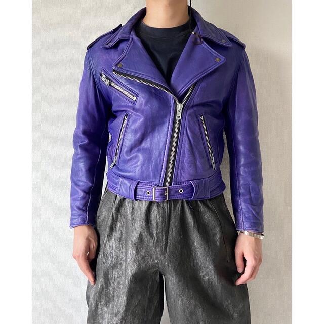 希少 vintage ラベンダーカラー レザー 変形 ダブルライダース 希少 vintage ラベンダーカラー レザー 変形 ダブルライダース