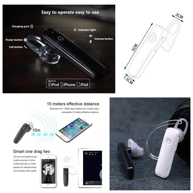 Bluetooth　イヤホン　ワイヤレスイヤホン  iPhone　アンドロイド スマホ/家電/カメラのオーディオ機器(ヘッドフォン/イヤフォン)の商品写真