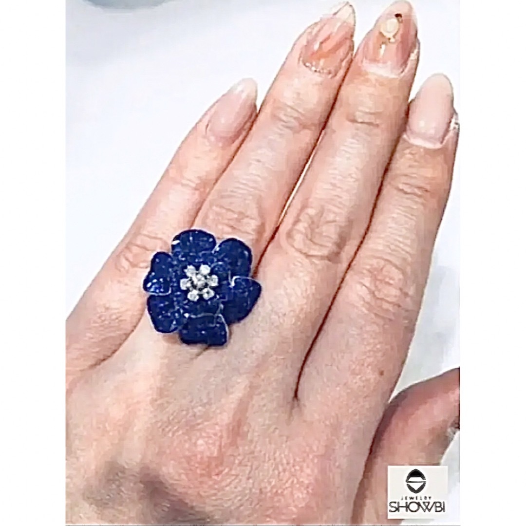 【新品】サファイア&ダイヤモンドリング(K18WG) レディースのアクセサリー(リング(指輪))の商品写真