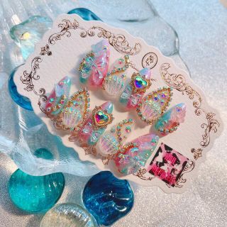 ￥1700＊シュガーマーメイド＊ネイルチップ 貝殻 夏 パステル スワロ 浴衣