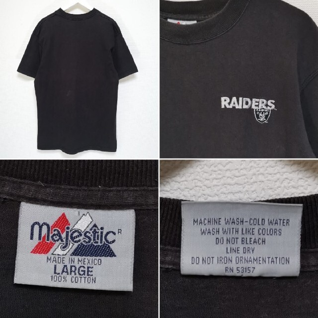 L 90s レイダース RAIDERS Tシャツ MAJESTIC NWA 黒