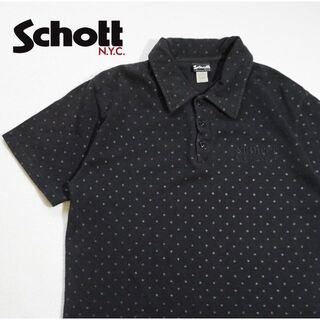 schott - schott ショット ドット スター 総柄 ポロシャツ ブラック 黒 M