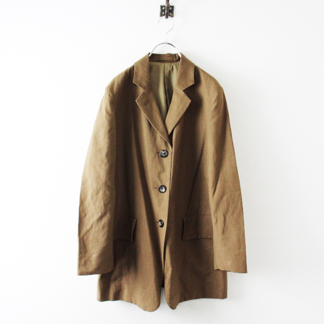 定価7.5万 2021SS MARGARET HOWELL マーガレットハウエル SOFT WOOL LINEN ウールリネンジャケット 1/ブラウン【2400012798366】