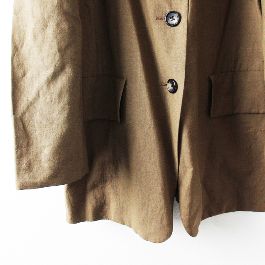 定価7.5万 2021SS MARGARET HOWELL マーガレットハウエル SOFT WOOL LINEN ウールリネンジャケット  1/ブラウン【2400012798366】