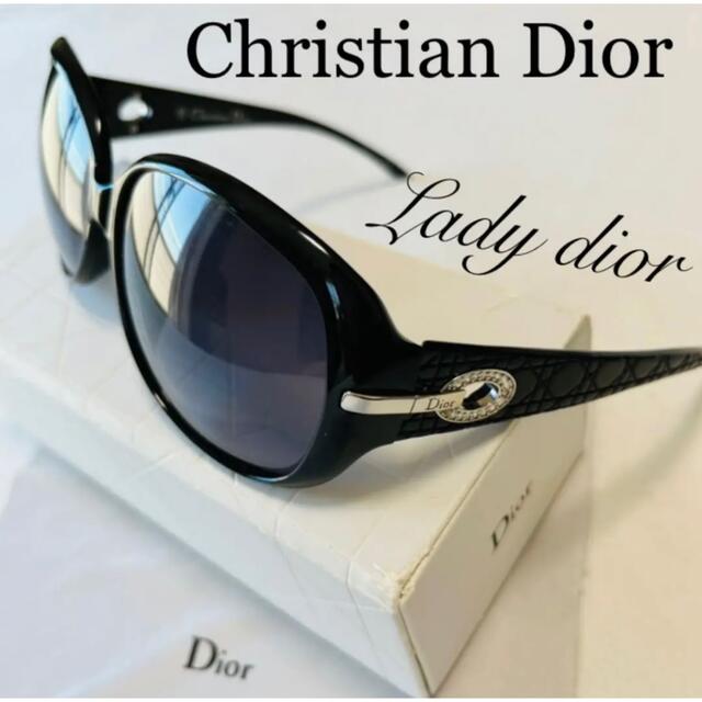 Christian Dior(クリスチャンディオール)の希少■Lady Dior■艶エナメル×ラインストーン■ブラック×シルバー■レア レディースのファッション小物(サングラス/メガネ)の商品写真