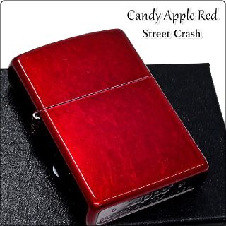 ジッポー(ZIPPO)のZIPPO キャンディアップルレッド クラッシュ シンプル ジッポ ライター(タバコグッズ)