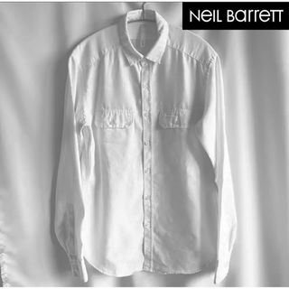 ニールバレット(NEIL BARRETT)の【美品】NEIL BARRETTニールバレット リネン混シンプル白シャツ(シャツ)