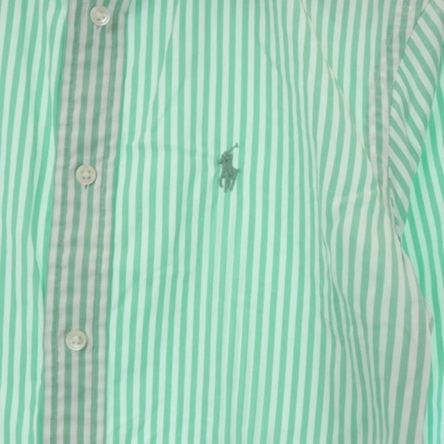 POLO RALPH LAUREN(ポロラルフローレン)のポロ ラルフローレン シャツ 長袖 ステンカラー コットン ロゴ刺繍 ストライプ レディースのトップス(シャツ/ブラウス(長袖/七分))の商品写真