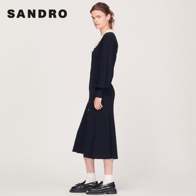 ❤️Sandro  新作　新品　　黒長袖ロングワンピース　綺麗　ー上品