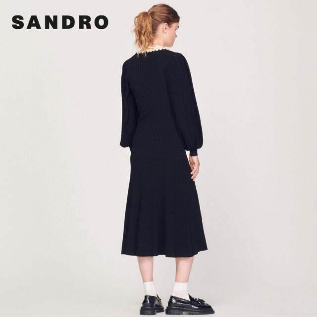 オプティミスティック ❤️Sandro 新作 新品 黒長袖ロングワンピース
