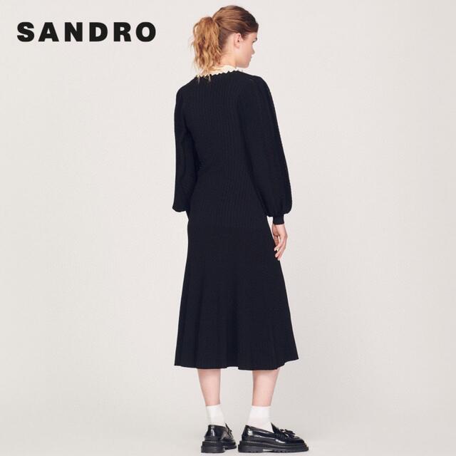 ❤️Sandro  新作　新品　　黒長袖ロングワンピース　綺麗　ー上品