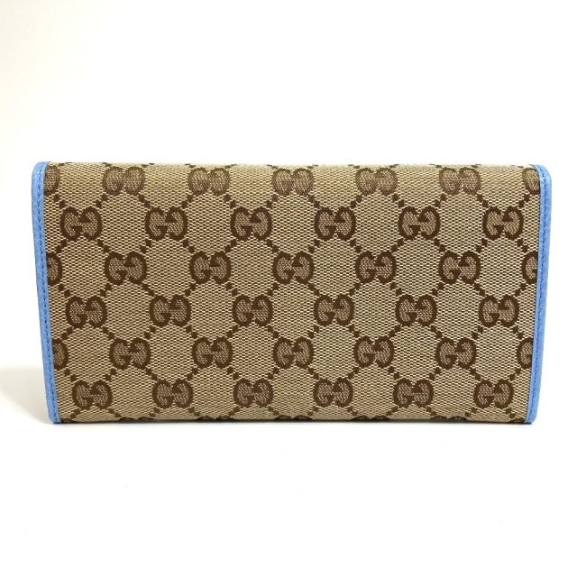 【全商品オープニング価格 特別価格】 Gucci - グッチ GUCCI 346058 GGキャンバス 二つ折り 長財布 GGキャンバス/レザー ベージュ×ブルー 未使用 財布
