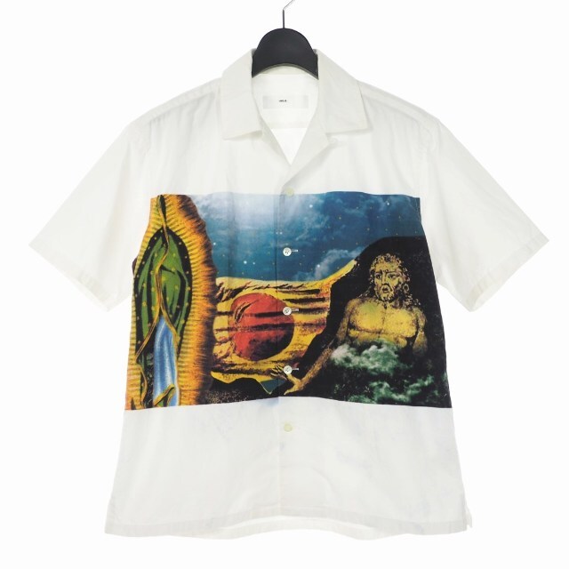 トーガ ヴィリリース プリント オープンカラーシャツ 半袖 44 白