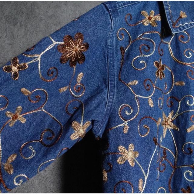 vintage フラワー刺繍 花 柄 デザインデニムジャケットの通販 by vintage フラワー刺繍 花 柄 デザインデニムジャケットの通販 by