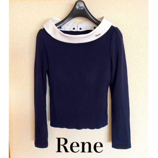 Rene ルネ♡ロゴプレート付ロールカラー 2WAY '20白襟 36