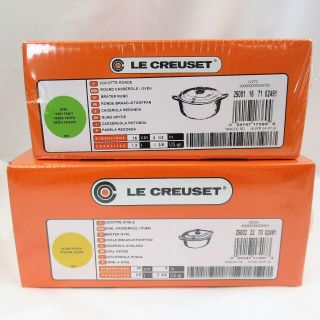 ルクルーゼ(LE CREUSET)の未開封 Le Creuset ル・クルーゼ ココットオーバル 23 ディジョンイエロー/ココットロンド 16 キウイ 両手鍋 箱付 計2点(鍋/フライパン)