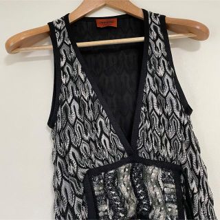 ミッソーニ(MISSONI)の美品　MISSONI ミッソーニ ロングワンピース　最高級　オレンジタグ　黒　M(ロングワンピース/マキシワンピース)