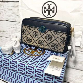 トリーバーチ(Tory Burch)の【新品】トリーバーチ　Tモノグラム　ショルダーバック　青(ショルダーバッグ)