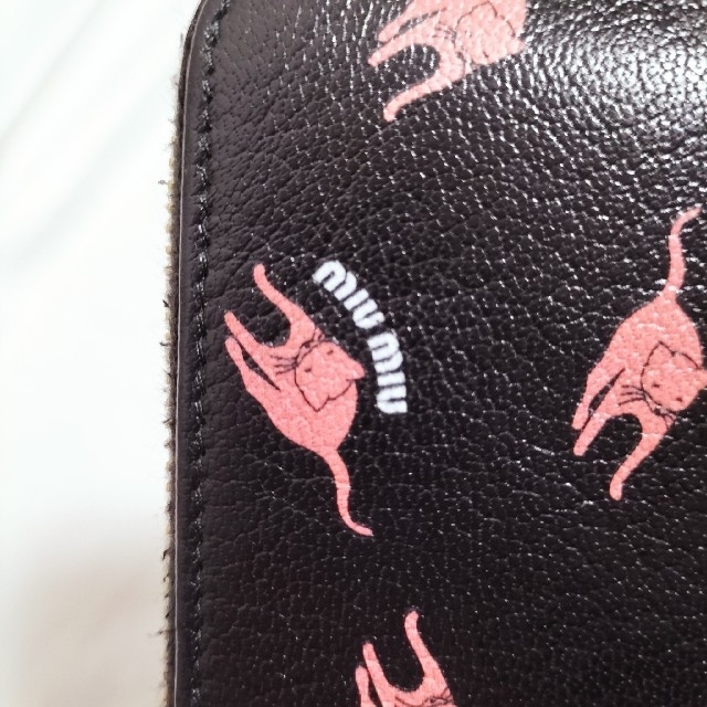 美品 MIUMIU ミュウミュウ 長財布 マドラス 猫 総柄 キャット ネコ