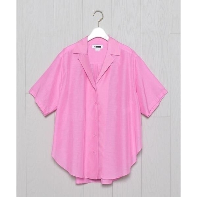 H beauty COTTON SILK OPEN COLLAR SHIRT