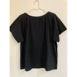 ユニクロ(UNIQLO)の⭐︎SALE⭐︎  ユニクロ　カットソー レース　ブラック　Lサイズ相当(カットソー(半袖/袖なし))