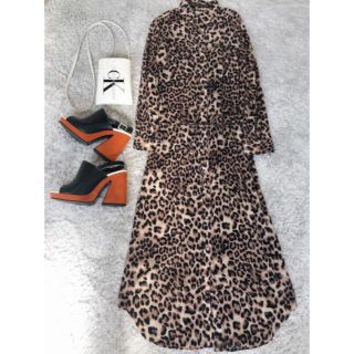 ザラ(ZARA)のレオパード柄ワンピース ロングシャツ 豹柄シャツ 豹柄ワンピース マキシ丈ワンピ(シャツ/ブラウス(長袖/七分))