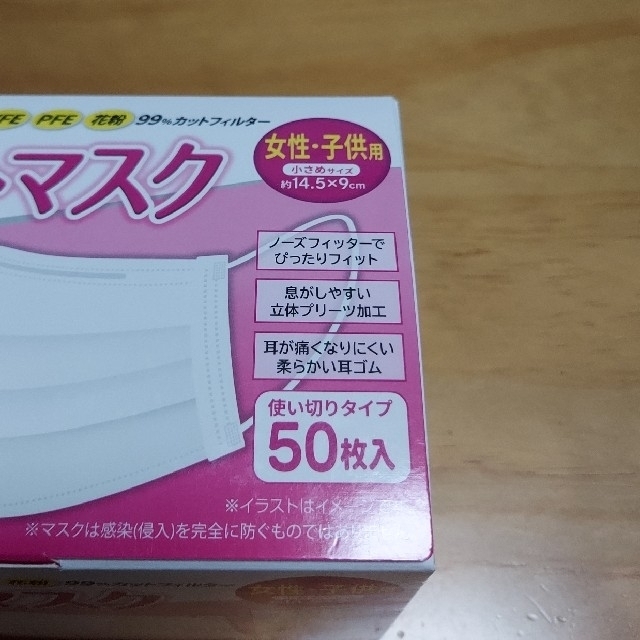 【新品・値下げ不可】快適ソフトマスク　女性・子供用　小さめサイズ　50枚&６枚 インテリア/住まい/日用品の日用品/生活雑貨/旅行(日用品/生活雑貨)の商品写真