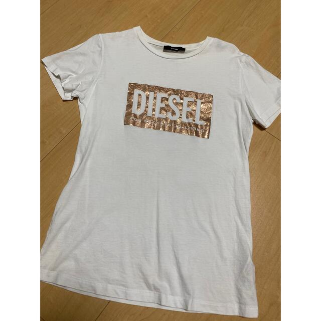 DIESEL(ディーゼル)のDIESEL ボックスロゴ ピンクゴールド Tシャツ レディースのトップス(Tシャツ(半袖/袖なし))の商品写真