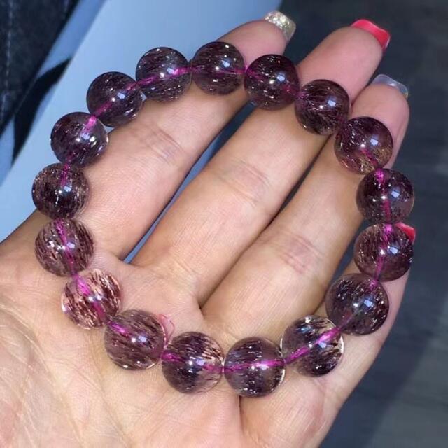 高級】フラワー パープルルチル スーパーセブン ブレスレット 13mm 高級】フラワー パープルルチル スーパーセブン ブレスレット 13mm