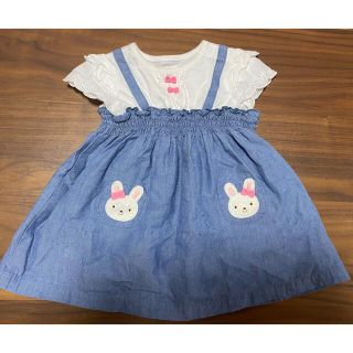 ミキハウス(mikihouse)のミキハウス　ワンピース　サイズ70-80 女の子　女児　半袖　うさぎ　夏服(ワンピース)