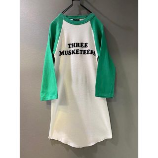 ビンテージ 80s USAナンバー ラグラン 緑 白 Tシャツ 希少 美品