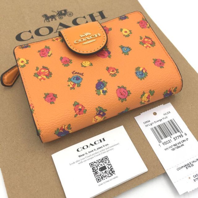 [COACH] ヴィンテージローズ ミディアム 折財布 C9934(オレンジ)