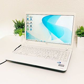 エヌイーシー(NEC)の88【初心者向❤】すぐ使えます✨ネットも事務も学習もOK✨大容量✨ホワイト(ノートPC)