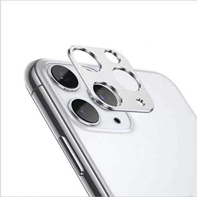 【2枚セット】iPhone メタル 背面カメラ用 保護カバー カラー：シルバー スマホ/家電/カメラのスマホアクセサリー(モバイルケース/カバー)の商品写真