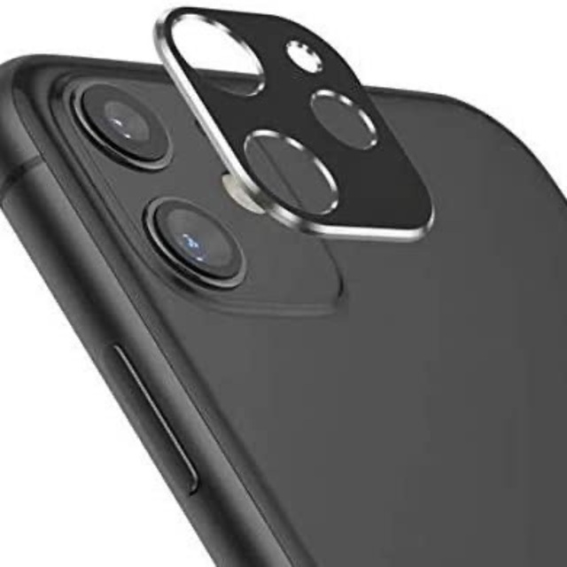 【2枚セット】iPhone メタル 背面 カメラ用 保護カバー カラー：ブラック スマホ/家電/カメラのスマホアクセサリー(モバイルケース/カバー)の商品写真