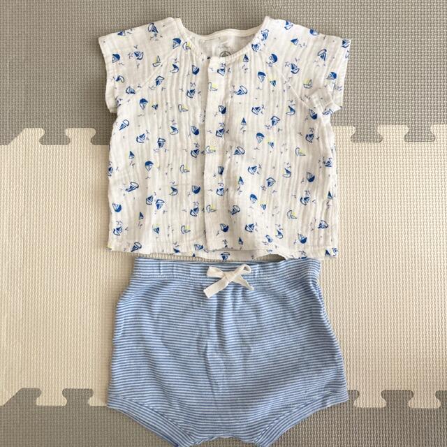 PETIT BATEAU(プチバトー)のプチバトー　ブラウス&キュロットパンツセット　74cm キッズ/ベビー/マタニティのベビー服(~85cm)(シャツ/カットソー)の商品写真