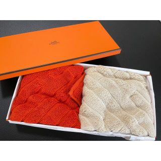 【新品未使用】HERMES エルメス　ラビリンス　ハンドタオル　ハンカチ　白