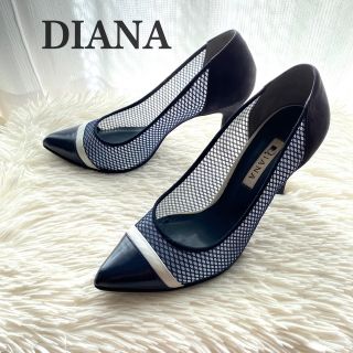 ダイアナ(DIANA)のDIANA ダイアナ メッシュ　レザー　スウェード　ハイヒール　ブルー　24.5(ハイヒール/パンプス)