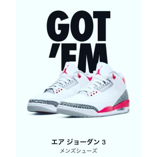 ナイキ(NIKE)の新品未使用  ナイキ エアジョーダン3 ファイアーレッド(スニーカー)