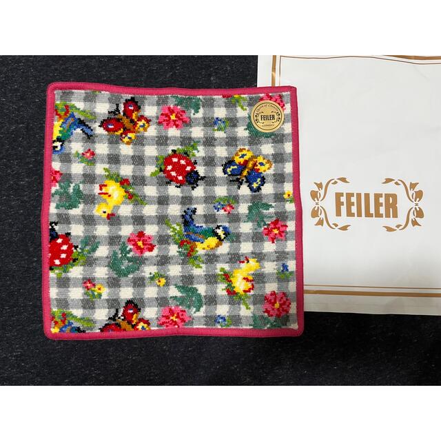 FEILER(フェイラー)の専用です‼️三越伊勢丹先行】ハイジチェック　ハンカチ ★グレー×ピンク レディースのファッション小物(ハンカチ)の商品写真