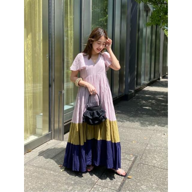新品 MARIHA エンジェル カラーブロッキング ティアード ワンピース