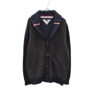 トミーヒルフィガー(TOMMY HILFIGER)のTOMMY HILFIGER トミーヒルフィガー カラー切替ニットカーディガン ハイネックセーター ネイビー/ブラウン(カーディガン)