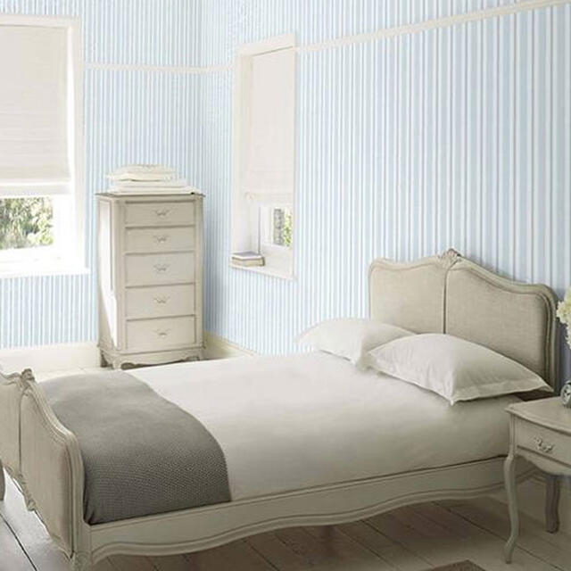 LAURA ASHLEY(ローラアシュレイ)のローラアシュレイUK製壁紙　ブランプトン ストライプ壁紙 Seaspray インテリア/住まい/日用品のカーテン/ブラインド(ロールスクリーン)の商品写真