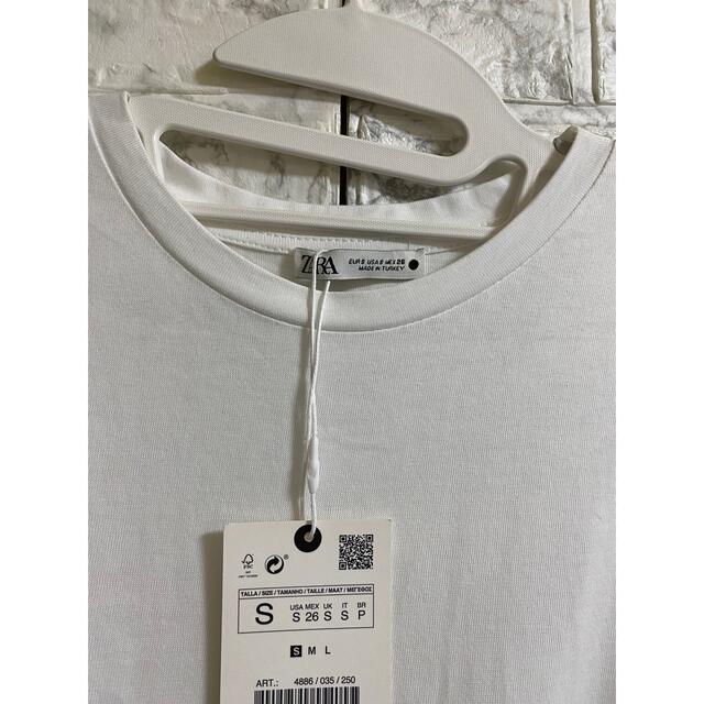 ZARA(ザラ)のZARA コントラスト レース Tシャツ ザラ シアー バックプリーツ ザラ レディースのトップス(Tシャツ(半袖/袖なし))の商品写真