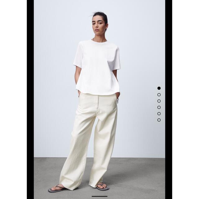 ZARA(ザラ)のZARA コントラスト レース Tシャツ ザラ シアー バックプリーツ ザラ レディースのトップス(Tシャツ(半袖/袖なし))の商品写真